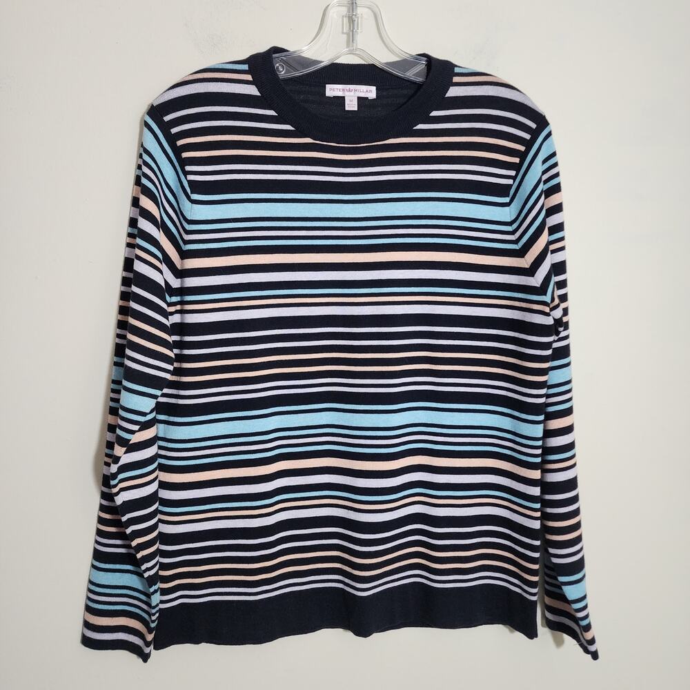 Peter Millar colorful tight knit striped long sleeve sweater woman's size medium